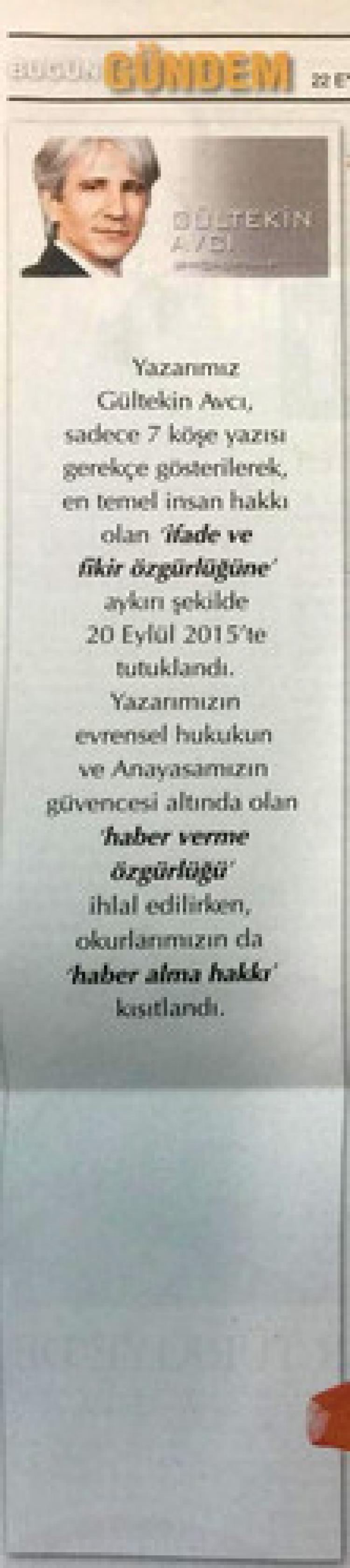 Gültekin Avcı’nın köşesi boş çıktı