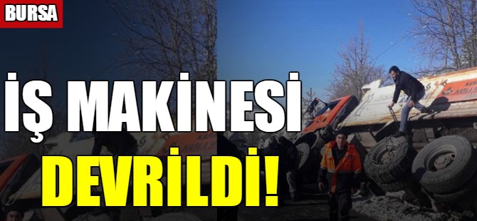 İş makinesi devrildi!