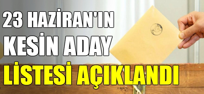 23 Haziran’ın kesin aday listesi açıklandı