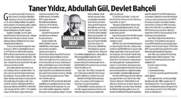 Taner Yıldız’dan çözüm süreci ve MHP itirafı