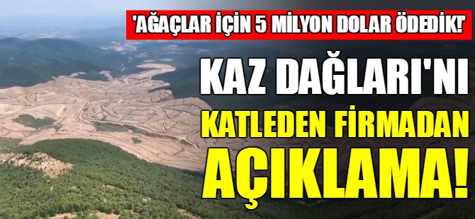 Kaz Dağları'nı katleden şirketten açıklama!