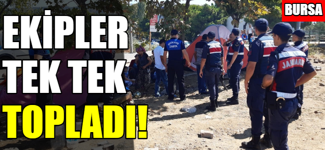 Bursa'da zabıtadan sahildeki çadırlara müdahale