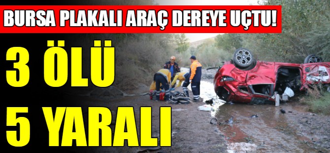 Bursa plakalı araç dereye uçtu: 3 ölü 5 ağır yaralı