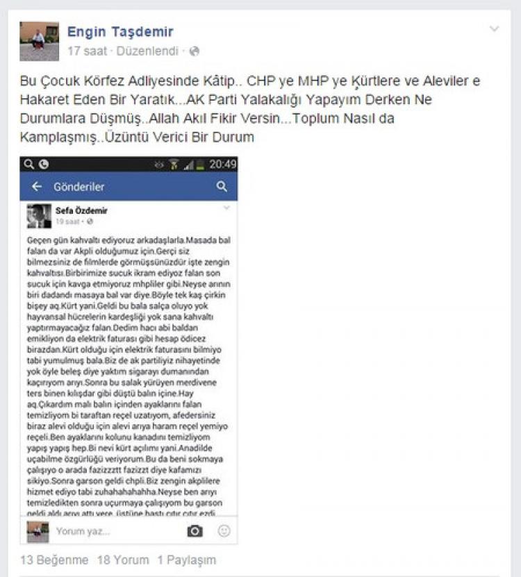 AK Partili katipten şoke eden paylaşım
