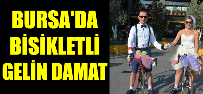 Bursa'da bisikletli gelin konvoyu