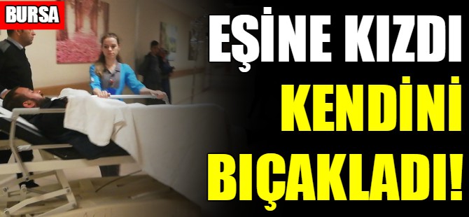 Eşiyle tartıştı kendini bıçakladı