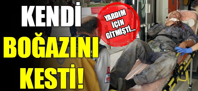 Odun keserken kendi boğazını kesti