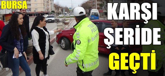 Otomobil karşı şeride geçti