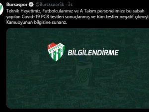 Bursaspor'un test sonuçları açıklandı