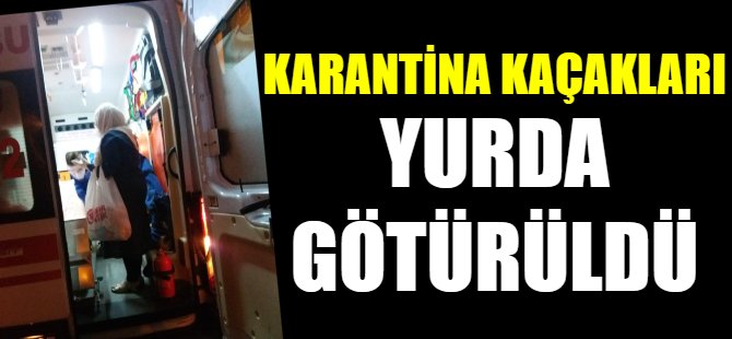 Karantina kaçakları yurda götürüldü