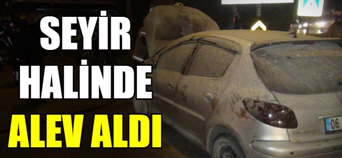Seyir halinde alev aldı