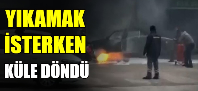 Oto yıkamacıda yangın