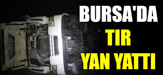 Kontrolden çıkan TIR yan yattı