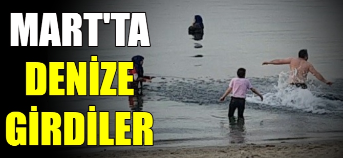 Buz gibi havada denize girdiler!