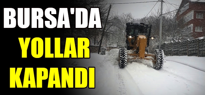 Bursa'da kar yolları kapattı