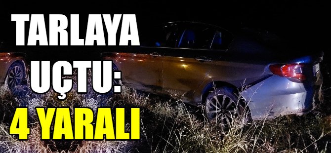 Otomobil tarlaya uçtu: 4 yaralı