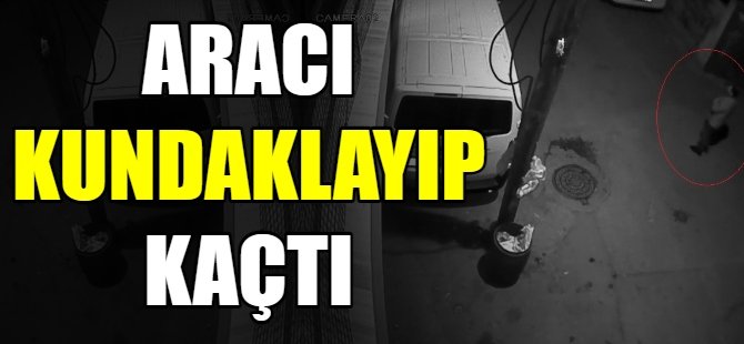 Aracı kundaklayıp kaçtı