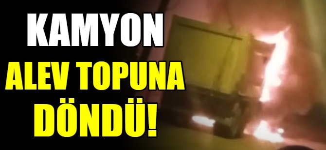 Hafriyat kamyonu alev topuna döndü