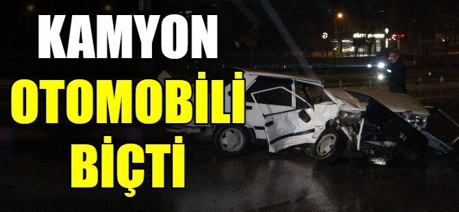 Kamyon otomobili biçti