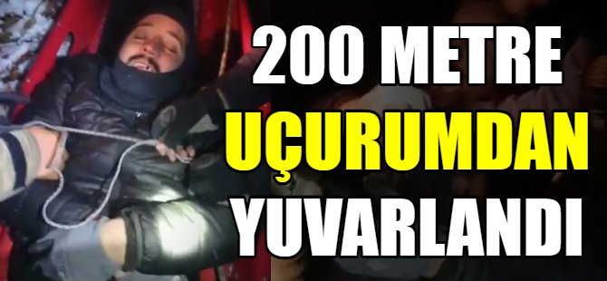 Uçuruma yuvarlanan genci itfaiye kurtardı