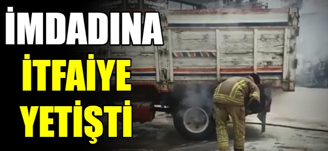 Kamyon alev aldı