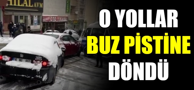 Bursa'da yollar buz pistine döndü