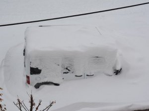 Bitlis’te evler ve araçlar kar altında