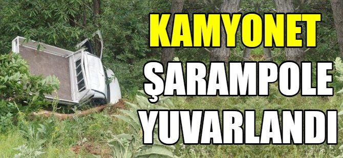 Kamyonet şarampole yuvarlandı