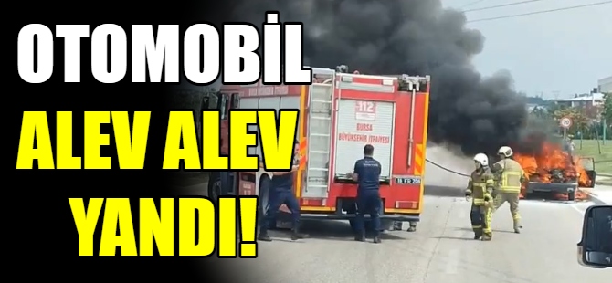 Otomobil alev alev yandı