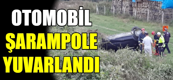 Otomobil şarampole yuvarlandı