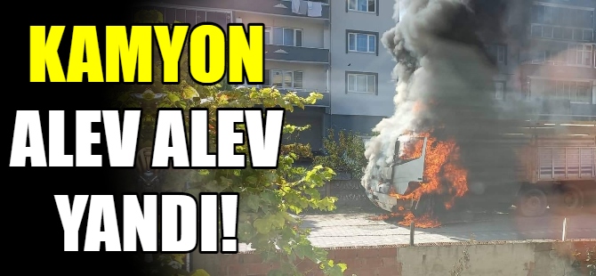 Kamyon alev alev yandı