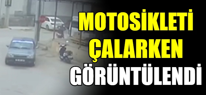 Motosiklet çalarken görüntülendi