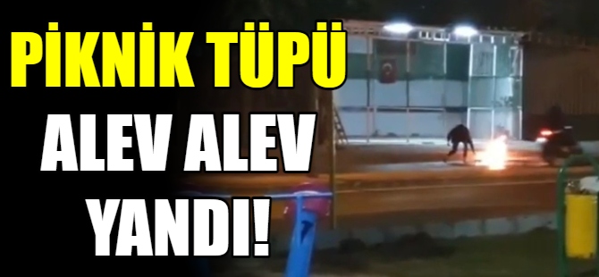 Piknik tüpü alev alev yandı