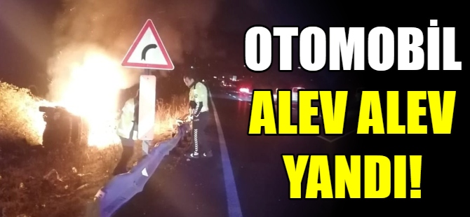 Otomobil alev alev yandı