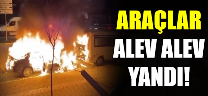 Araçlar alev alev yandı