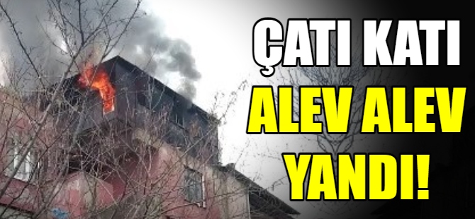 Çatı katı alev alev yandı