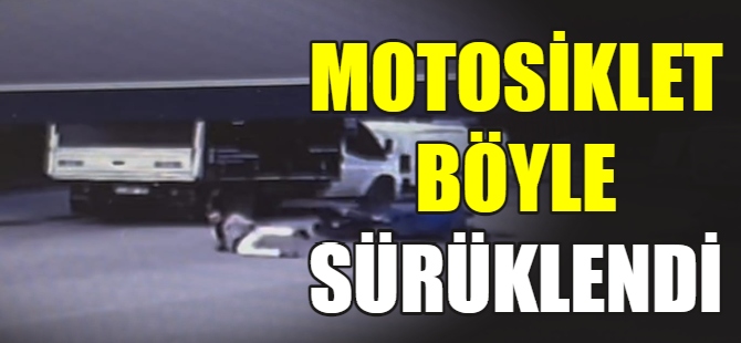 Motosiklet böyle sürüklendi