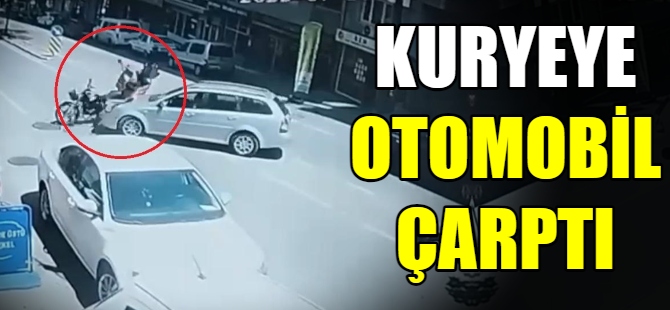 Kuryeye otomobil çarptı