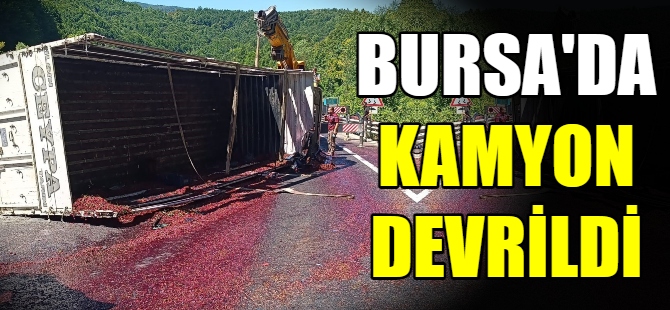 Bursa'da kamyon devrildi