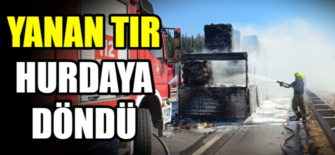 Seyir halindeki TIR alev alev yandı