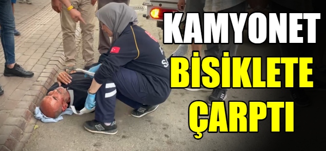 Kamyonet akülü bisiklete çarptı