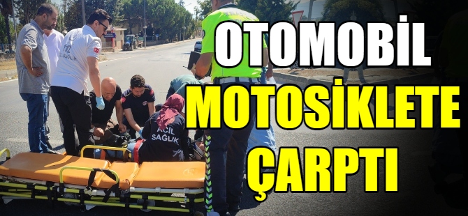 Otomobil motosiklete çarptı