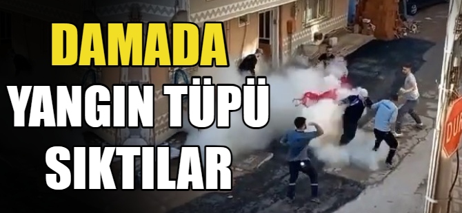 Damada yangın tüpü sıktılar