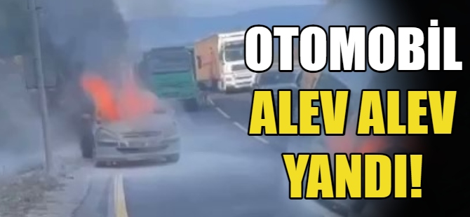 Otomobil alev alev yandı