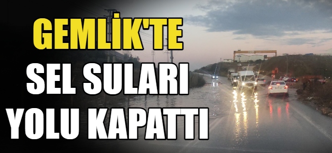 Gemlik’te sel suları yolu kapattı