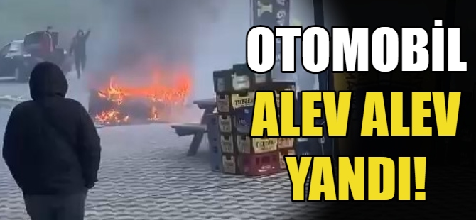 Otomobil alev alev yandı