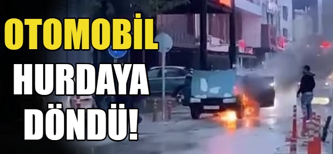 Otomobil alev alev yandı