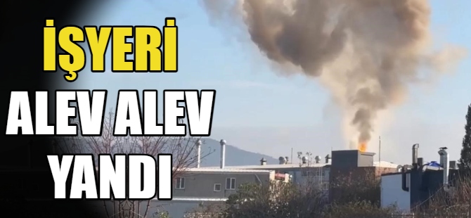 İşyeri  alev alev yandı