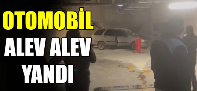 Otomobil alev alev yandı