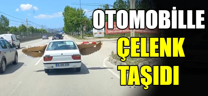 Otomobil ile çelenk taşıdı